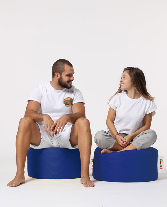 Atelier Del Sofa Round Pouf - Blue